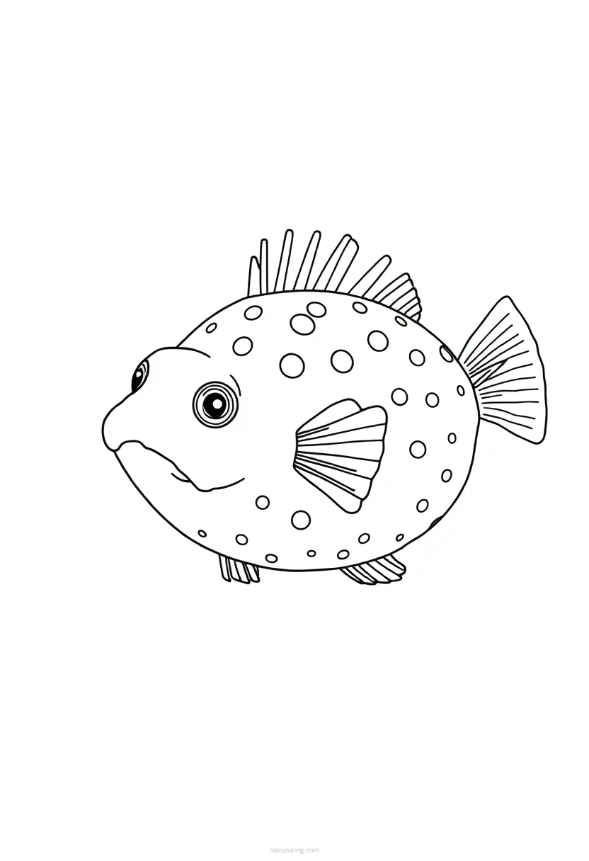 Pufferfish coloring page for kids