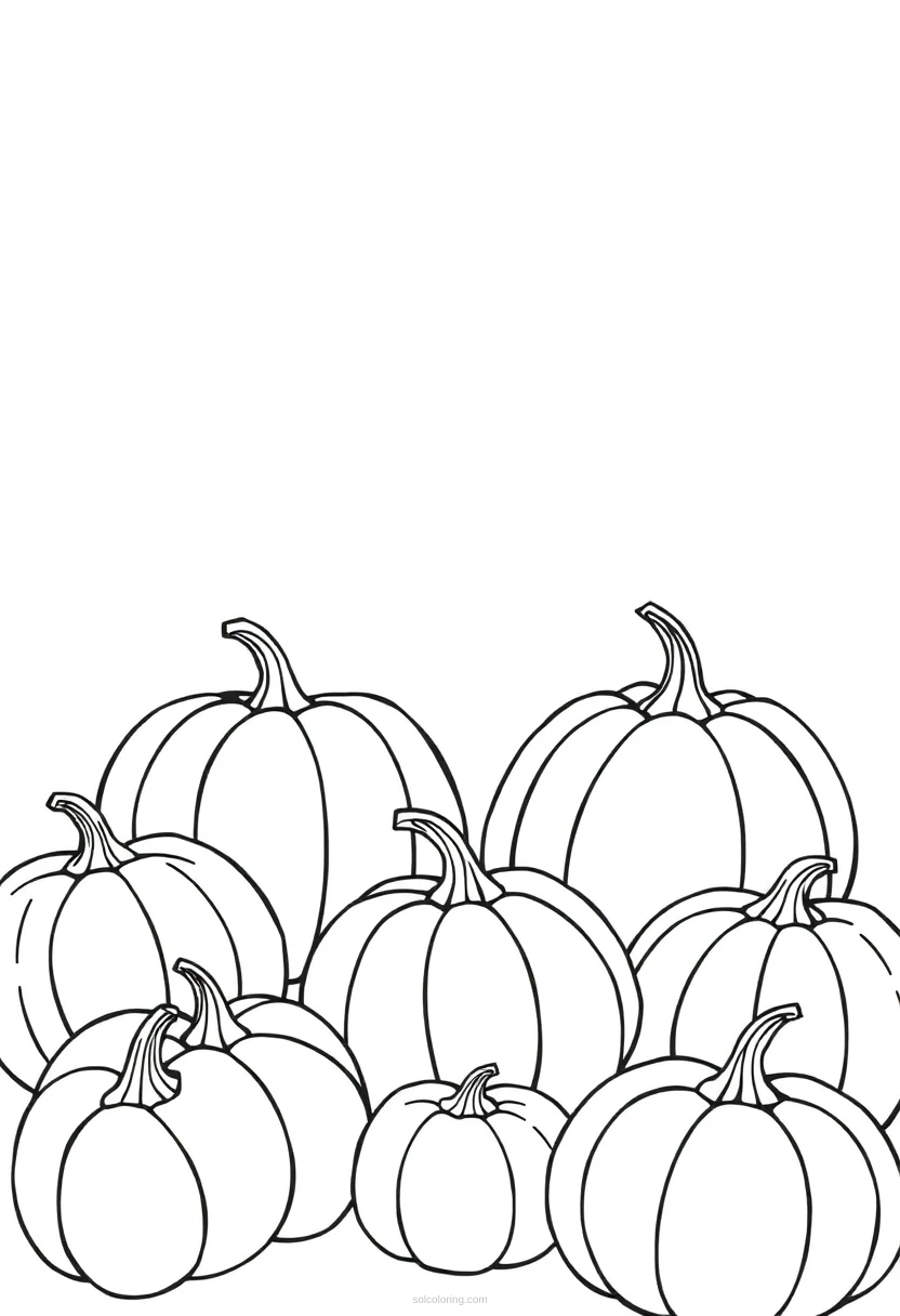Pumpkins and Gourds coloring page for kids