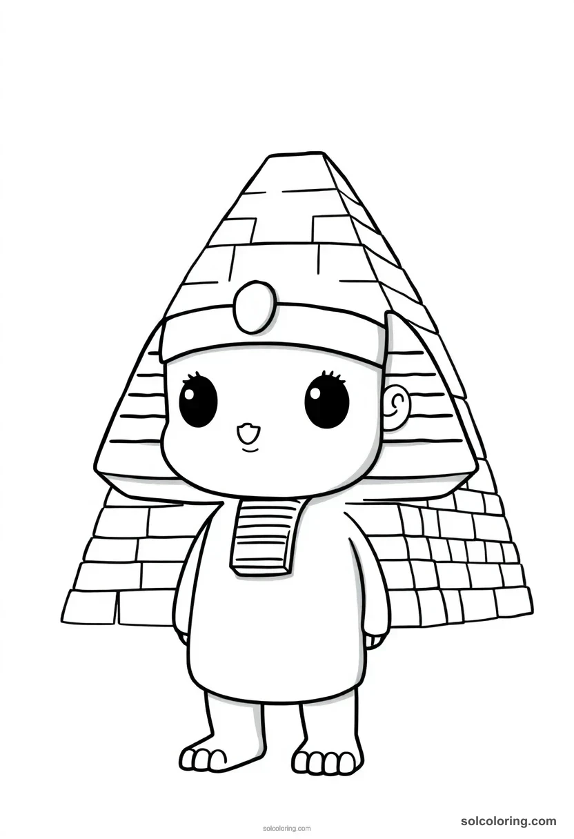 Chibi Pyramid of Khafre with Limestone Cap chibi coloring page for kids