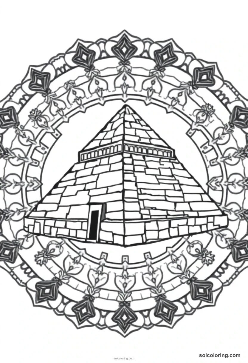 Mandala Pyramid of Khafre with Limestone Cap mandala coloring page for kids