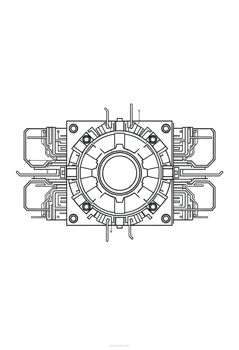 Quantum Computer Core coloring page for kids