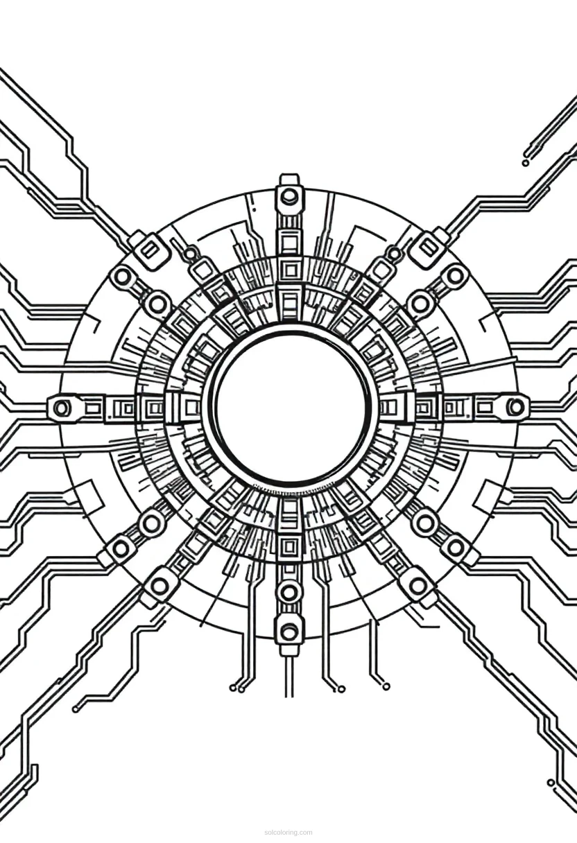 Quantum Computer Core coloring page for kids