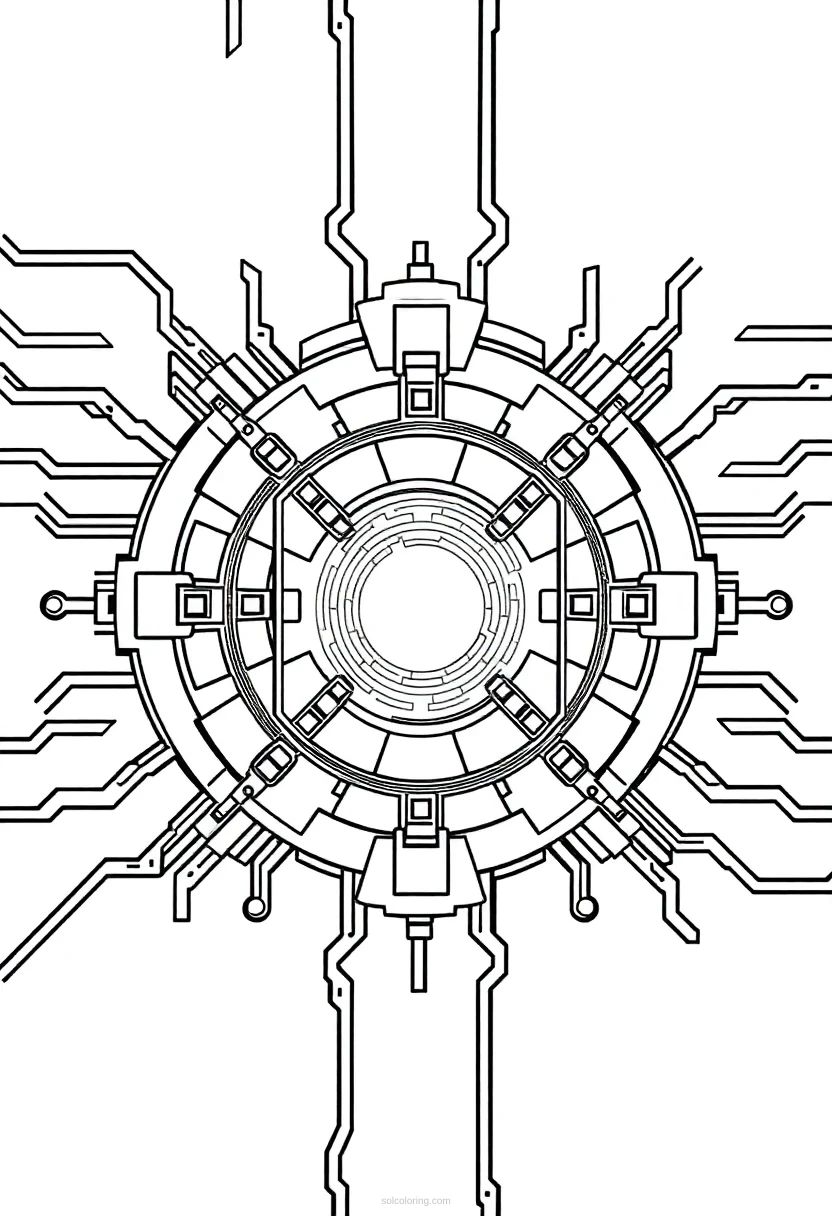 Quantum Computer Core coloring page for kids