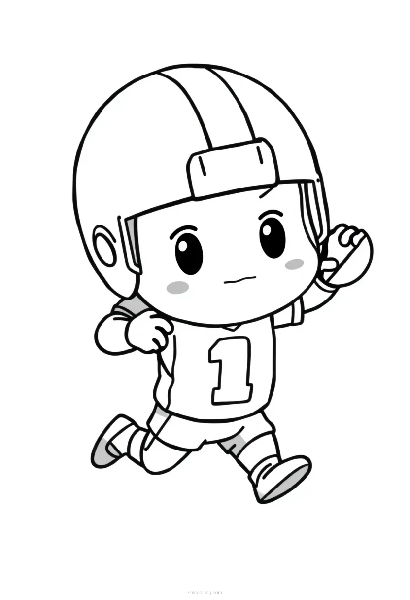 Quarterback in Action coloring page for kids