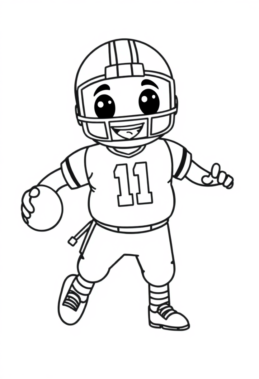 Quarterback in Action coloring page, free printable