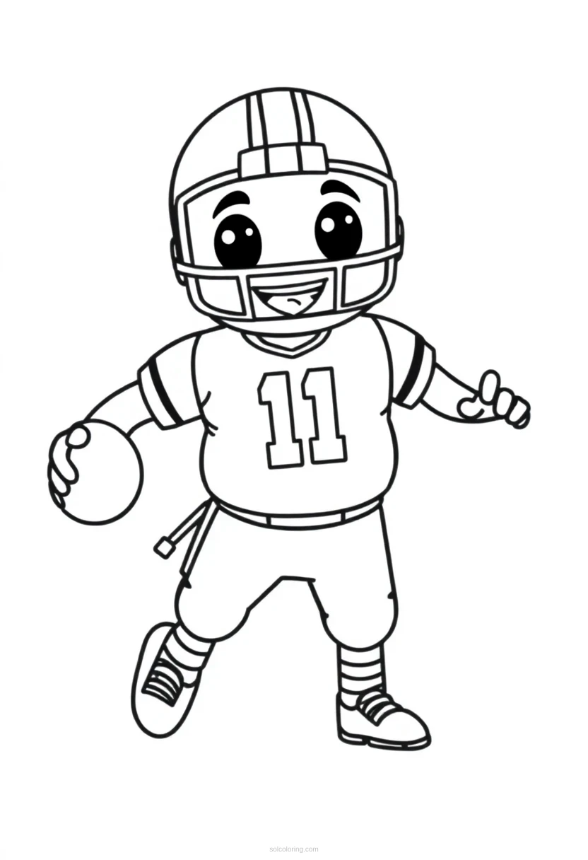 Quarterback in Action coloring page for kids