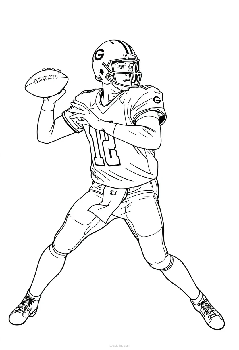Quarterback in Action coloring page for kids
