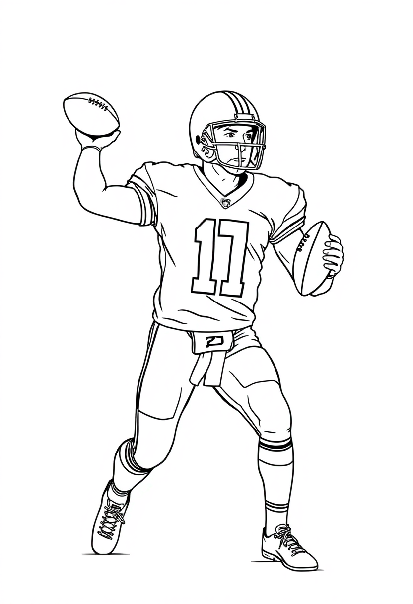 Quarterback in Action coloring page, free printable