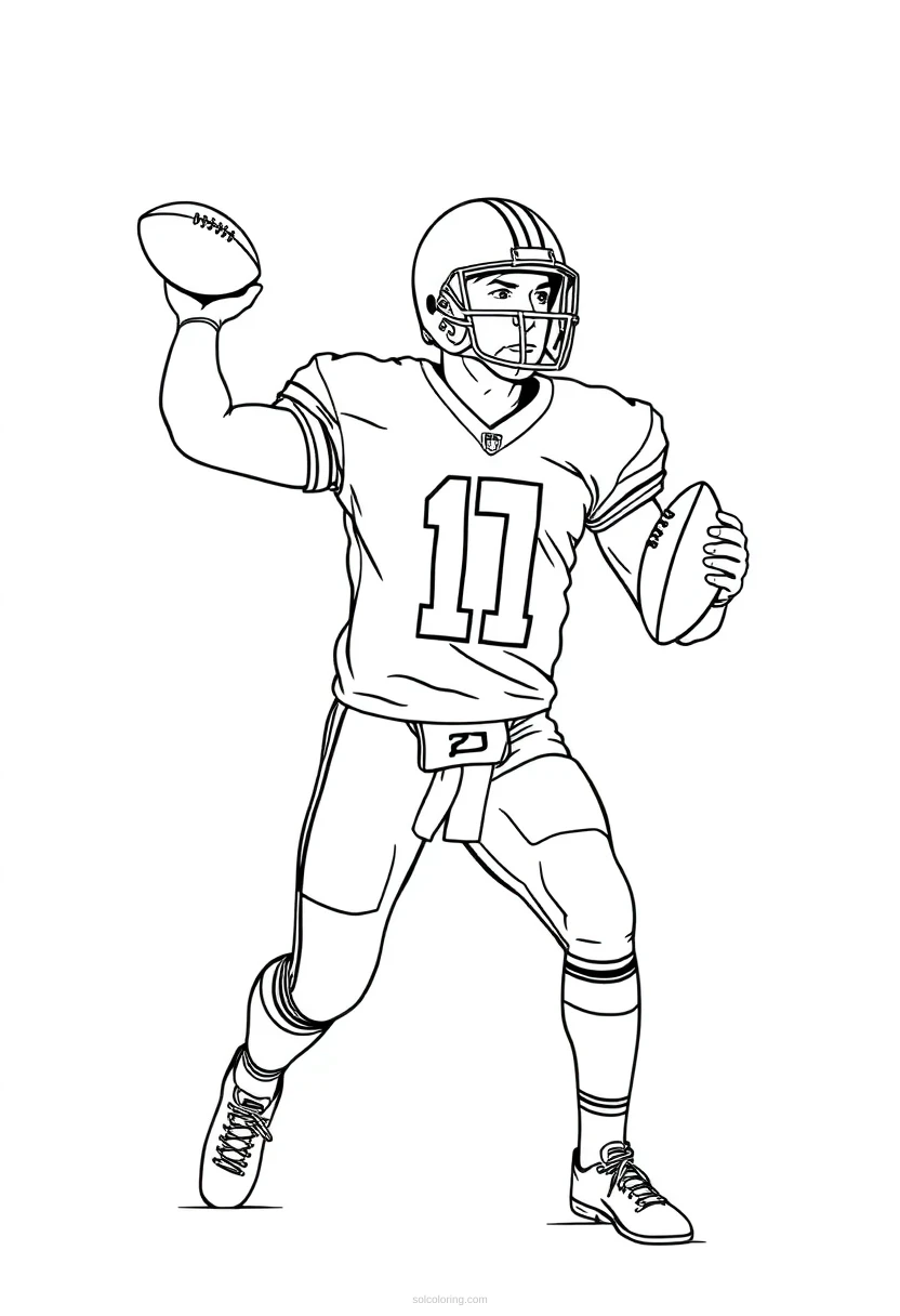 Quarterback In Action coloring pages