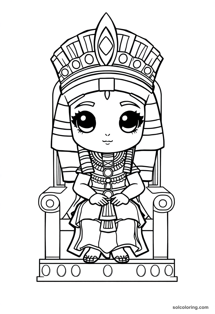 Chibi Queen Cleopatra VII on Her Throne