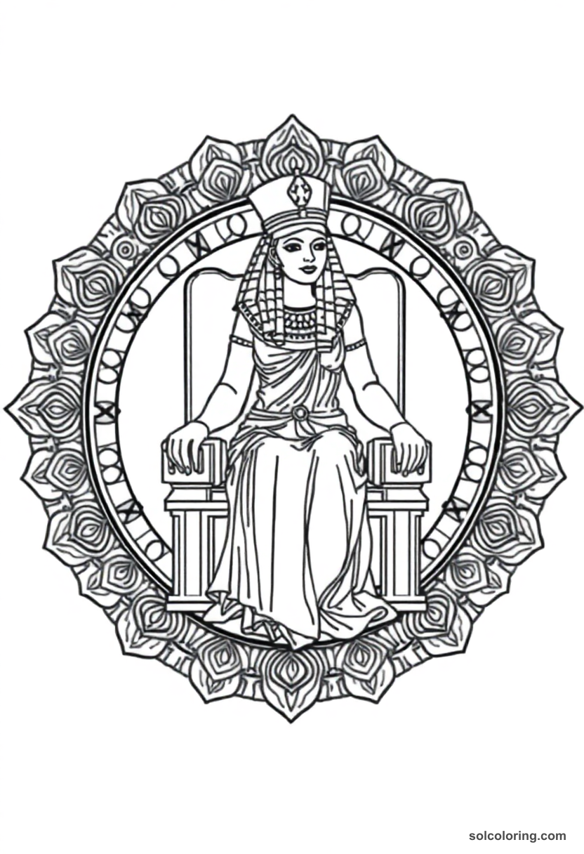 Mandala Queen Cleopatra VII on Her Throne