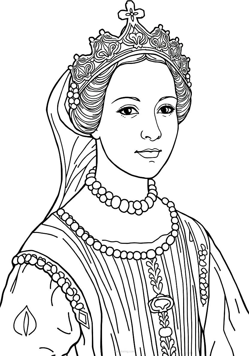 Queen Elizabeth I Tudor Portrait coloring page for kids