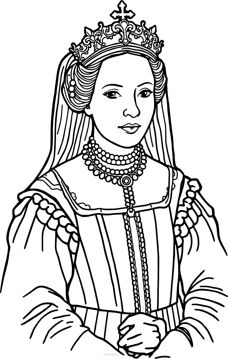 Queen Elizabeth I Tudor Portrait coloring page for kids