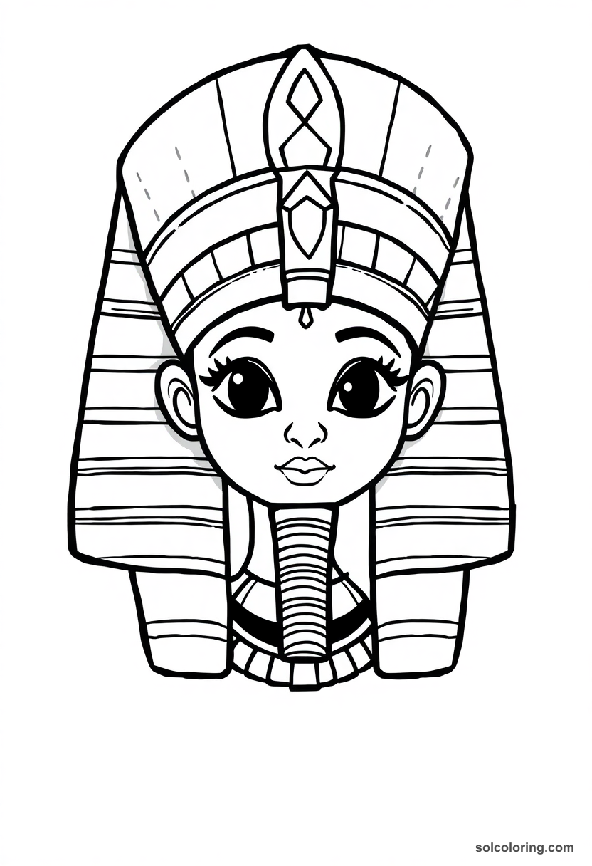 Cute Cartoon Queen Hatshepsut in Pharaonic Beard
