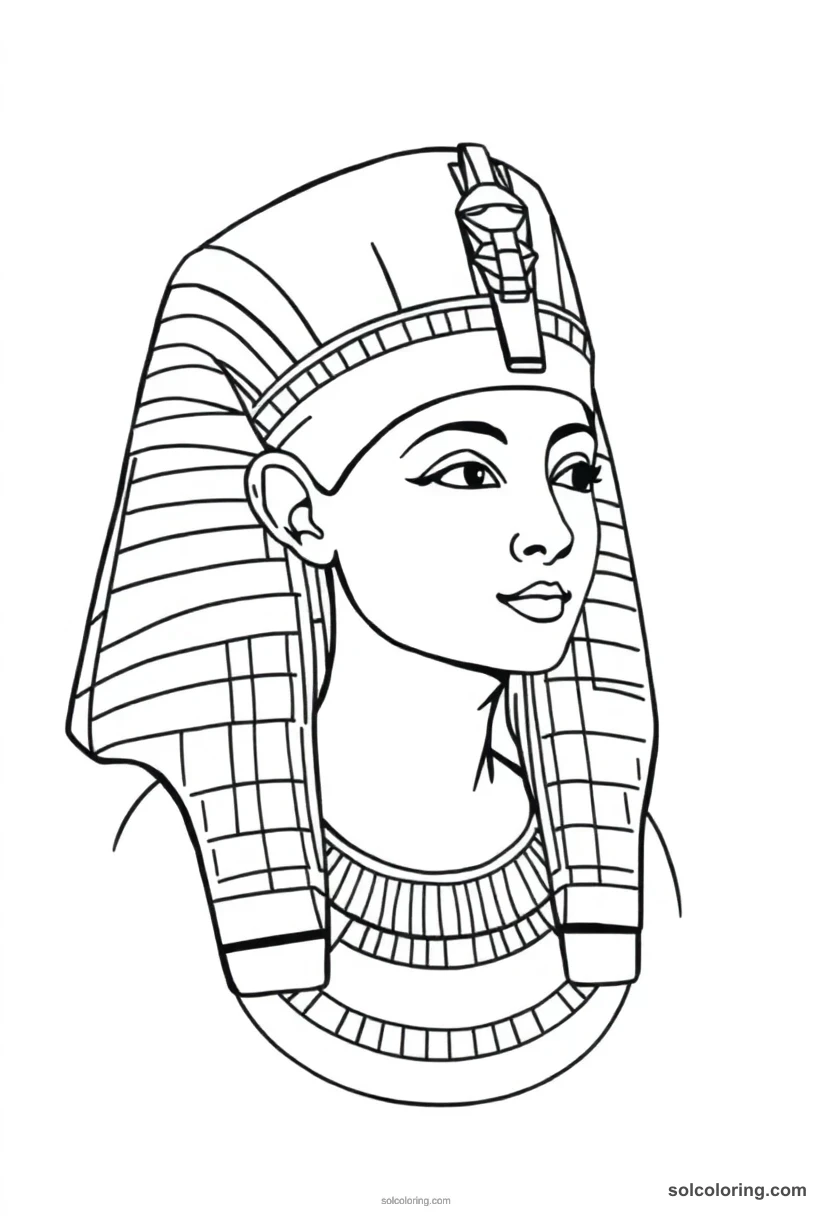 Queen Hatshepsut in Pharaonic Beard detailed coloring page for kids