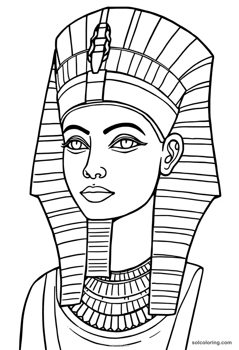 Simple Queen Hatshepsut in Pharaonic Beard simple coloring page for kids