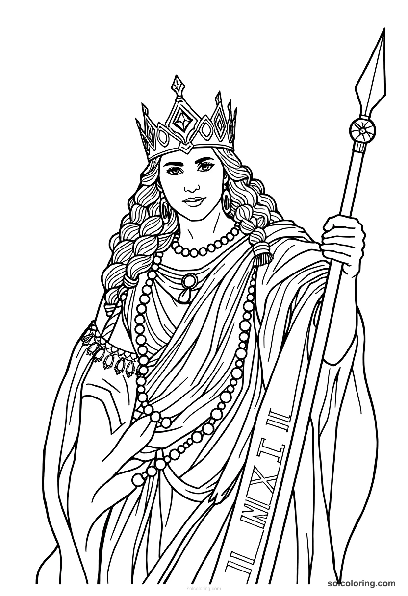 Queen Tomyris Defeating Cyrus detailed coloring page for kids