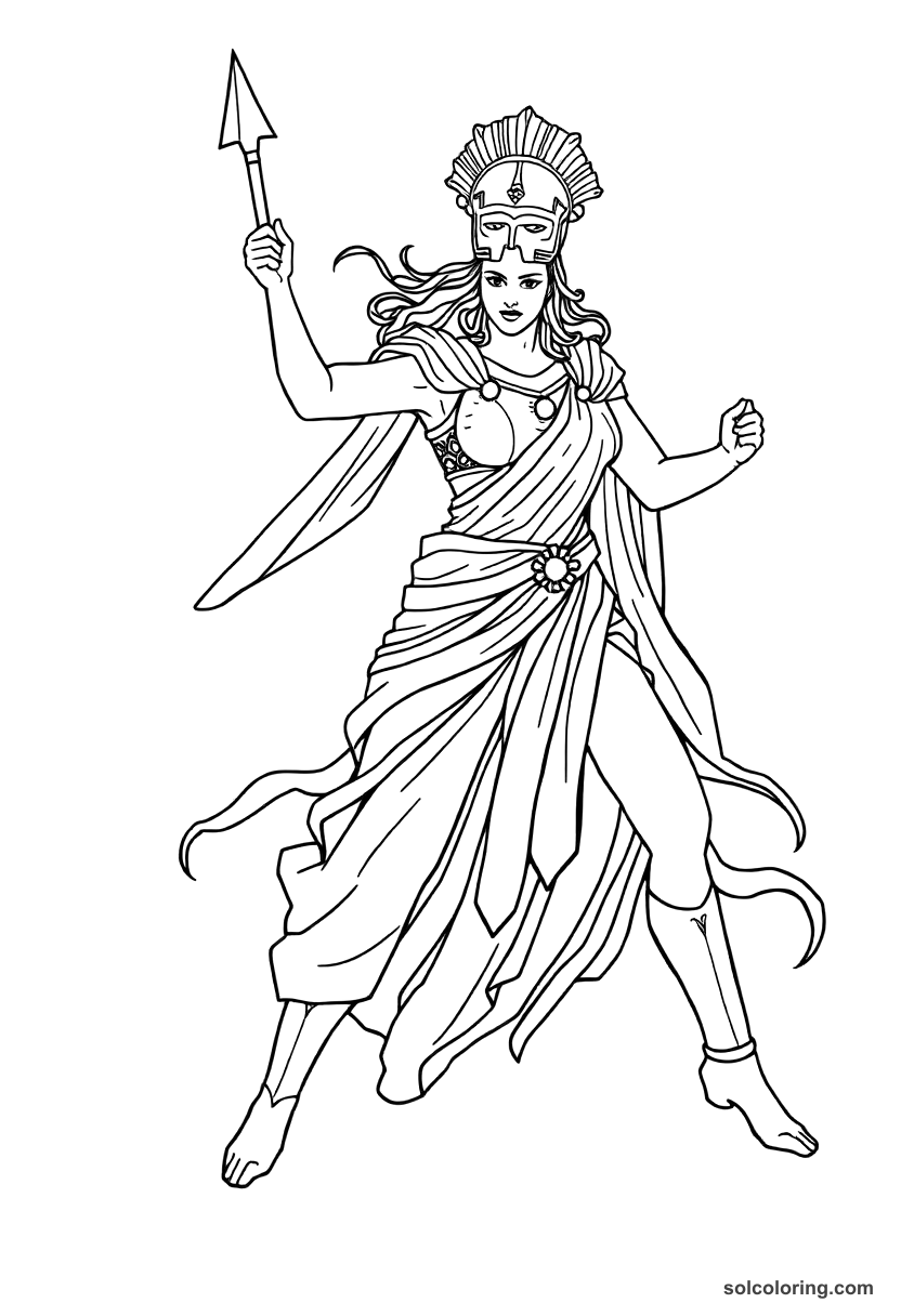 Simple Queen Tomyris Defeating Cyrus coloring page, free printable simple style