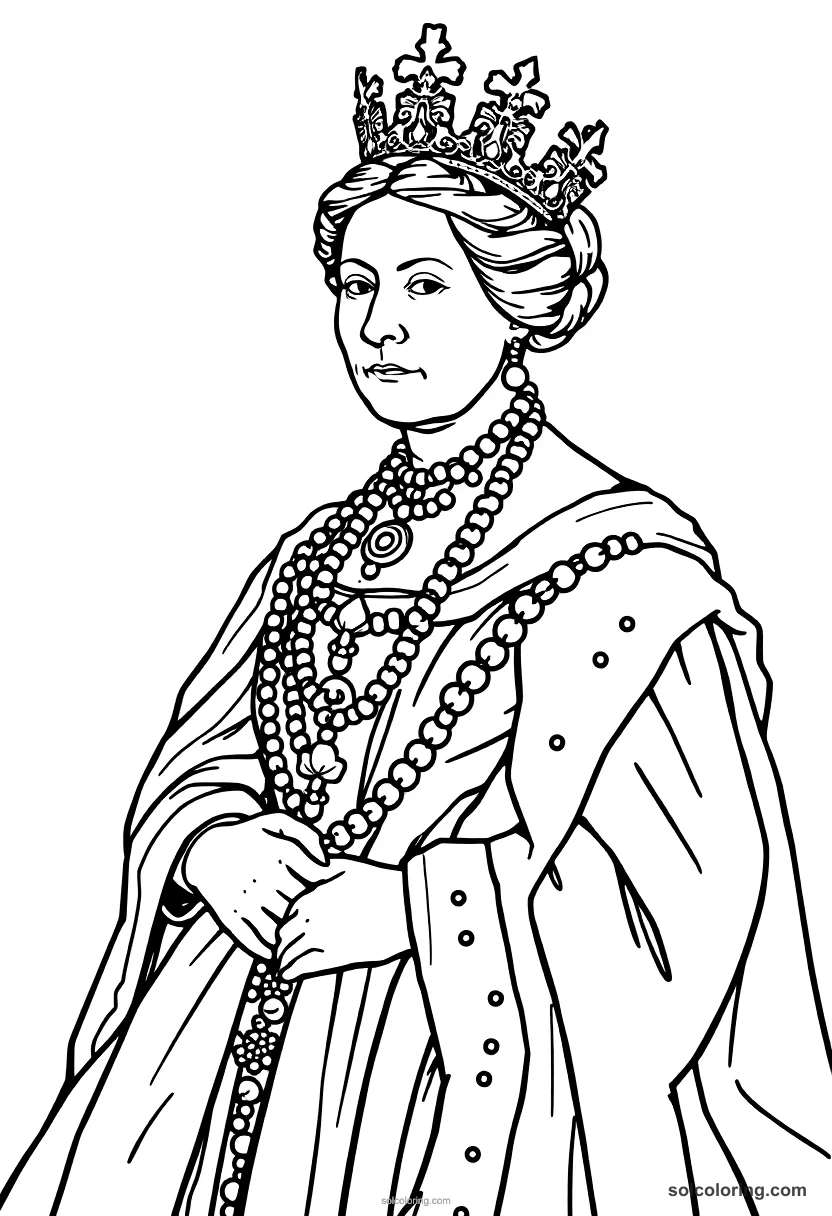Queen Victoria In Coronation Regalia coloring pages
