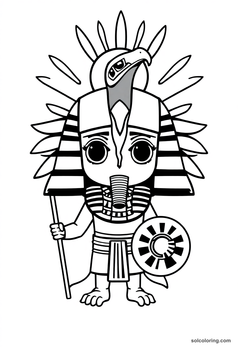Chibi Ra with Falcon Head and Sun Disk