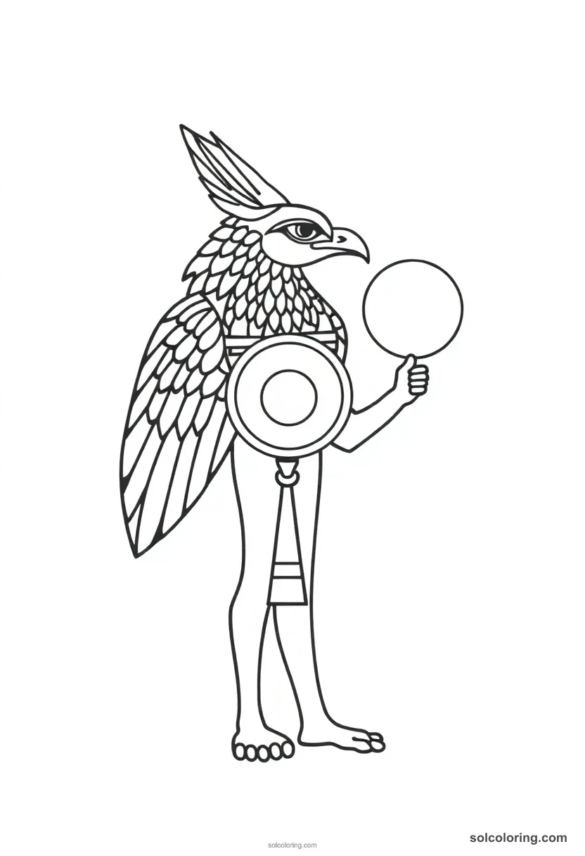 Simple Ra with Falcon Head and Sun Disk simple coloring page for kids