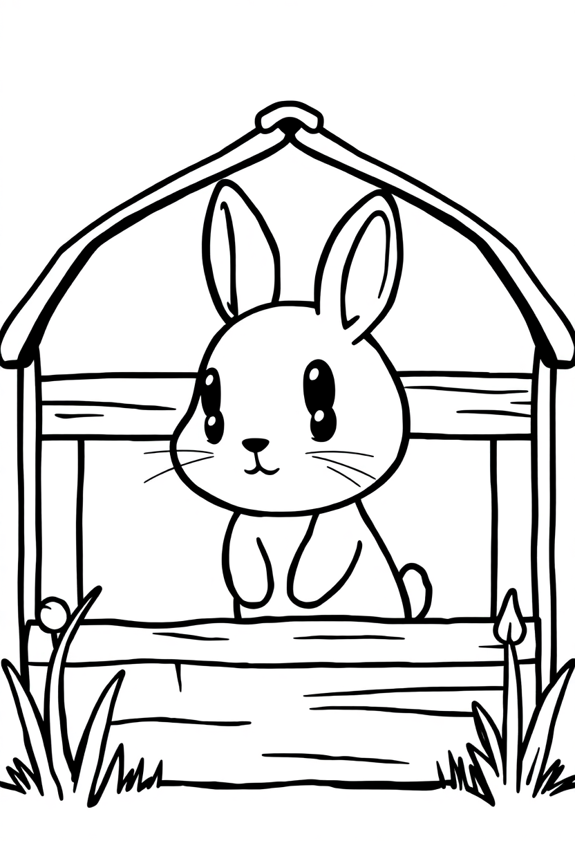 Rabbit in Hutch coloring page, free printable