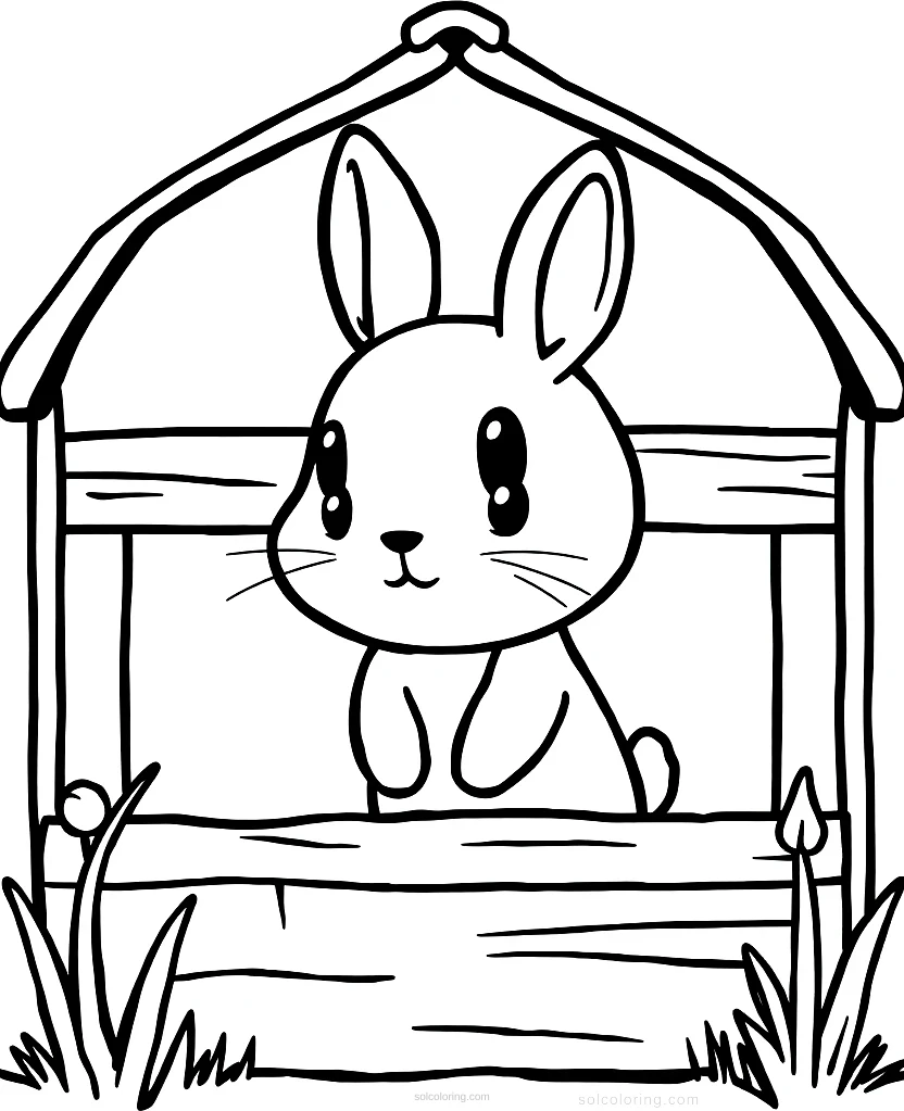 Rabbit in Hutch coloring page for kids