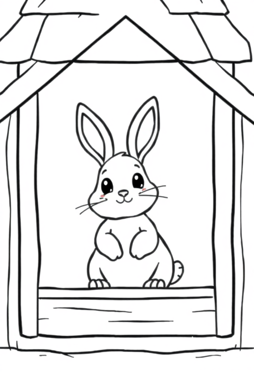 Rabbit in Hutch coloring page, free printable