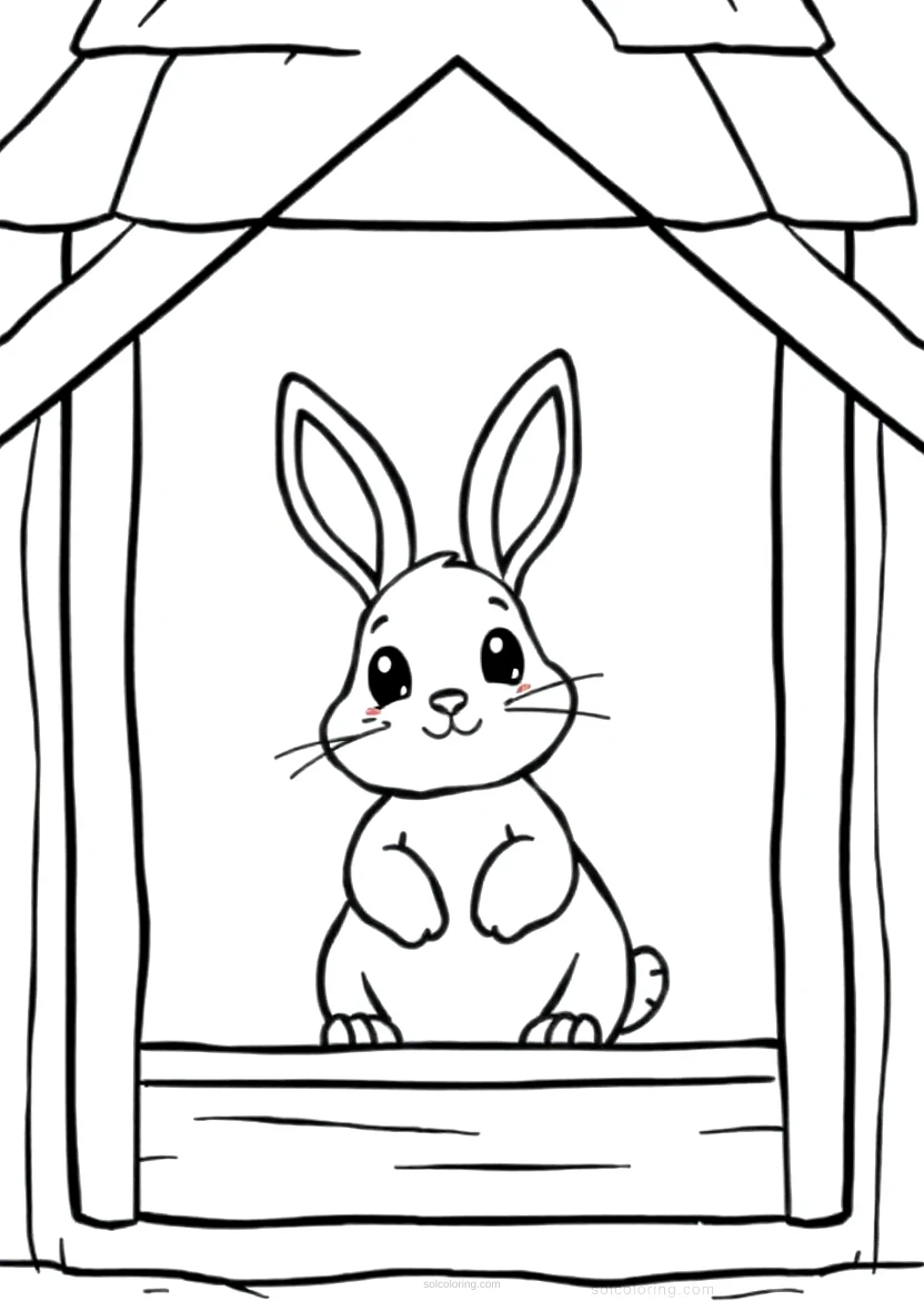 Rabbit in Hutch coloring page for kids