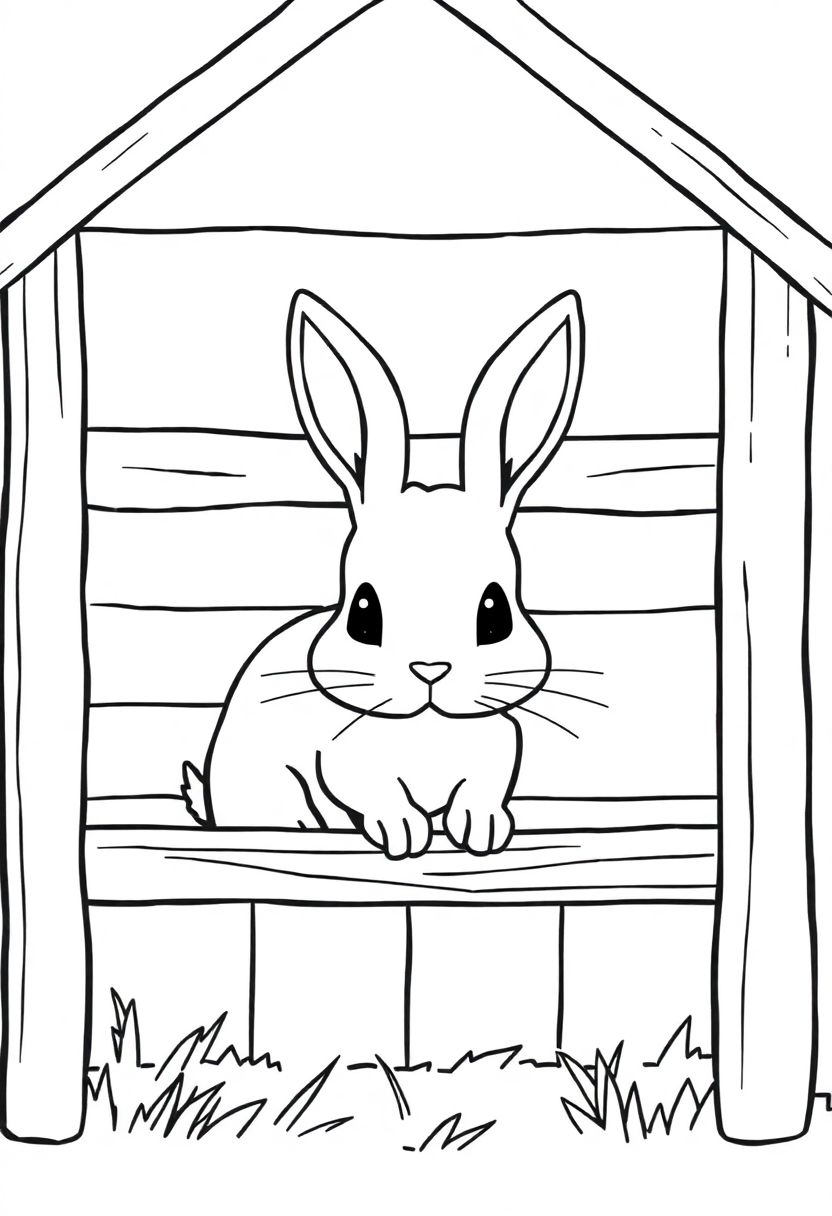 Rabbit in Hutch coloring page, free printable