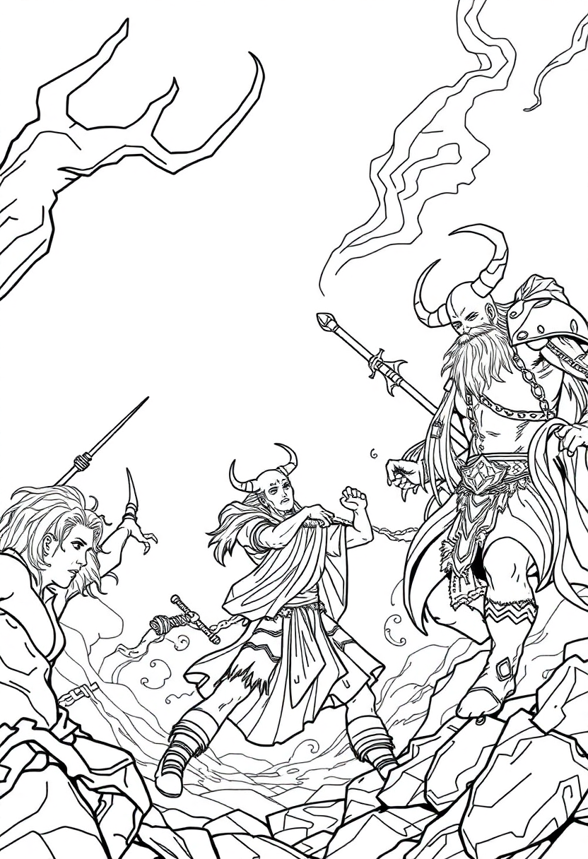 Ragnarok Battle Scene coloring page, free printable