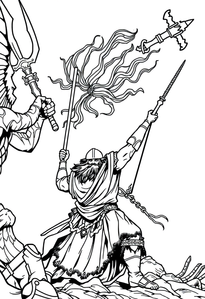 Ragnarok Battle Scene coloring page, free printable