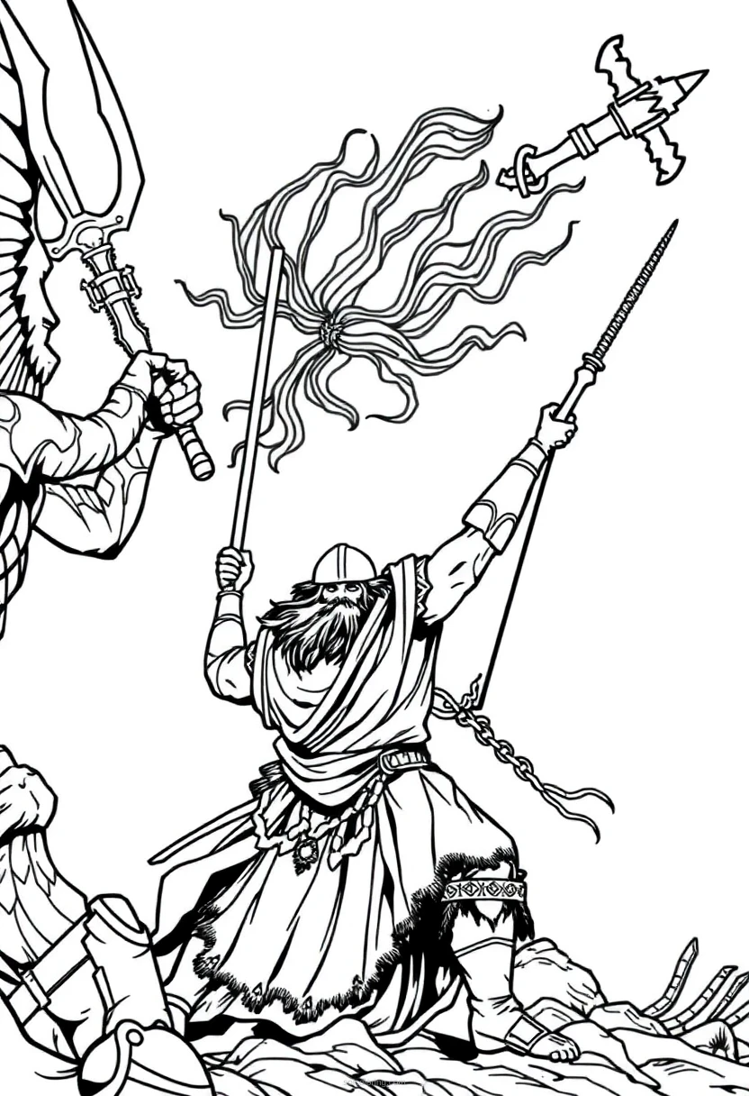 Ragnarok Battle Scene coloring page for kids