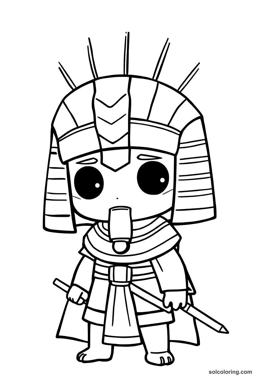 Chibi Ramesses II at the Battle of Kadesh coloring page, free printable chibi style for kids and adults