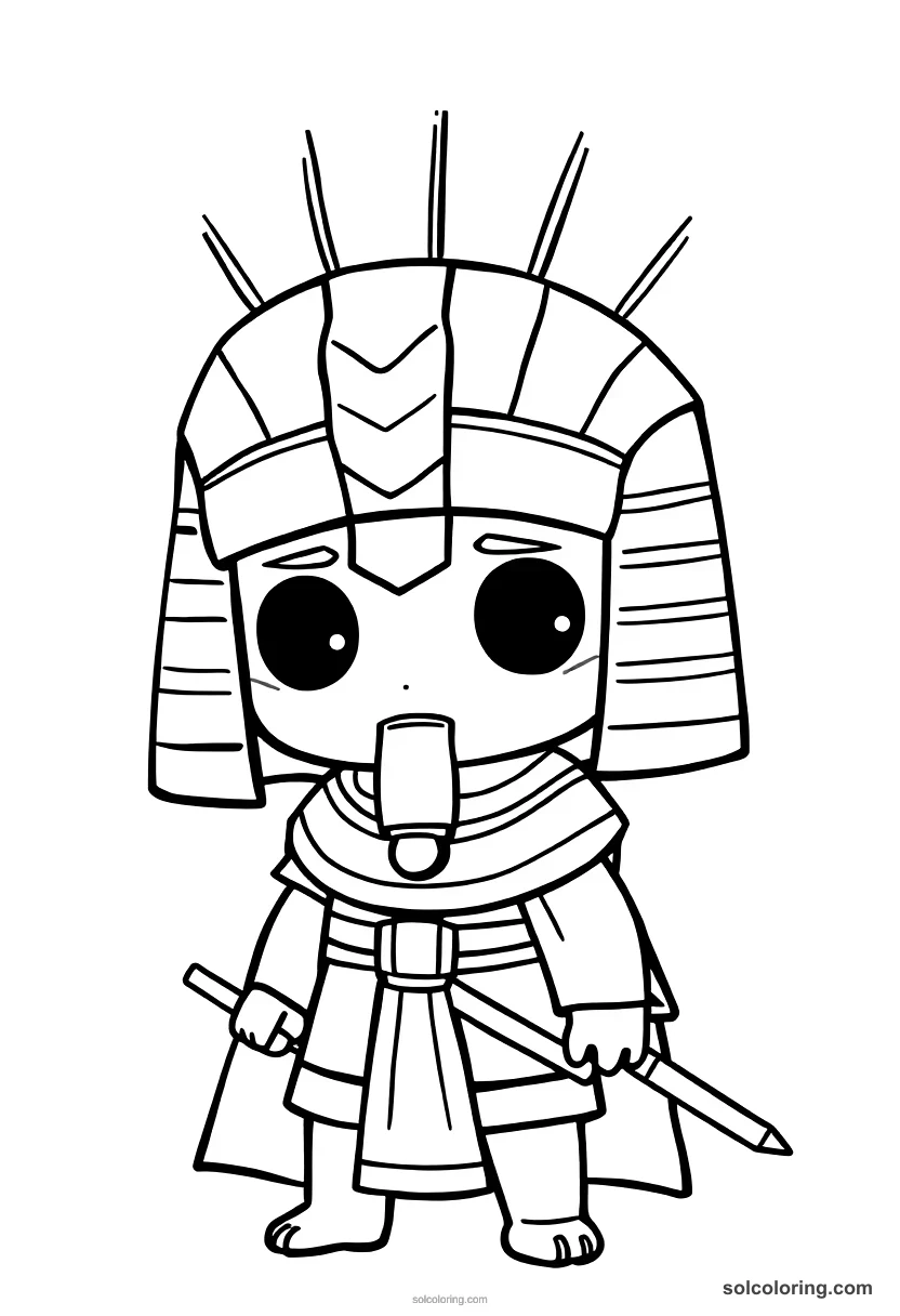 Chibi Ramesses II at the Battle of Kadesh chibi coloring page for kids