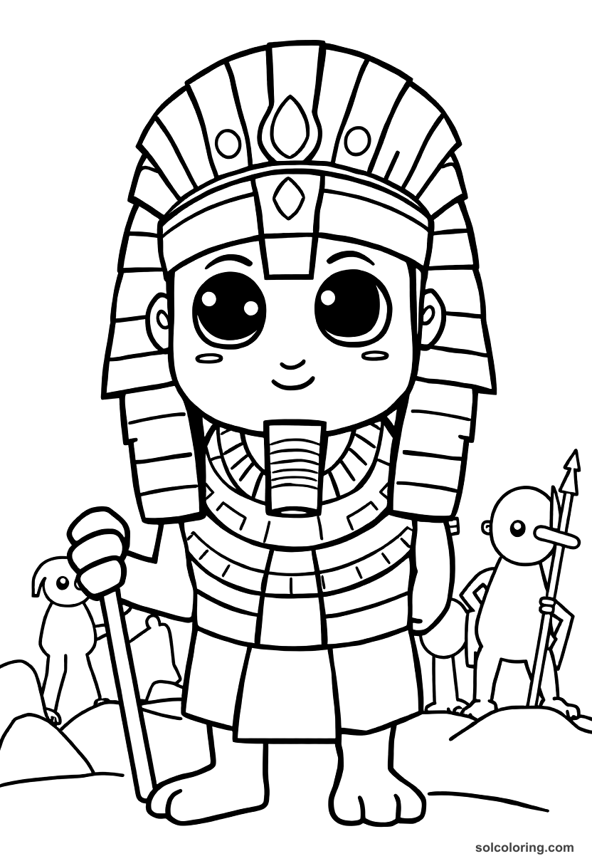 Cute Cartoon Ramesses II at the Battle of Kadesh coloring page, free printable cute cartoon style
