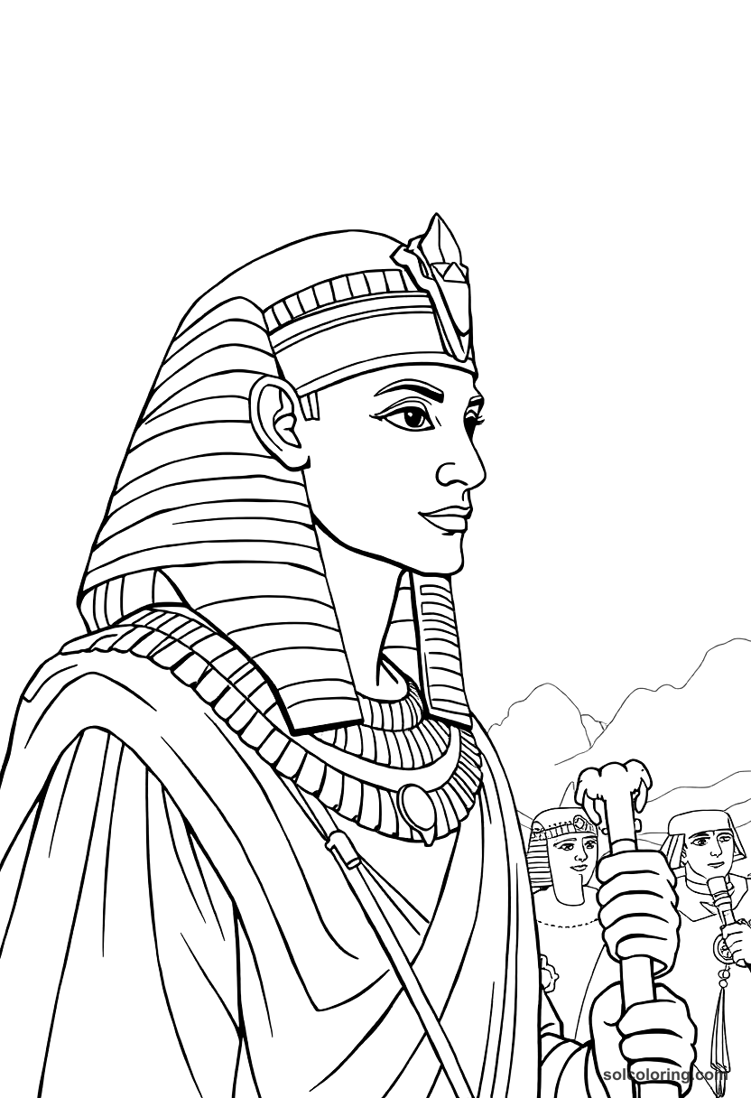 Ramesses II at the Battle of Kadesh coloring page, free printable detailed style