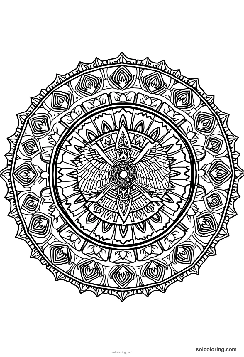 Mandala Ramesses II at the Battle of Kadesh mandala coloring page for kids