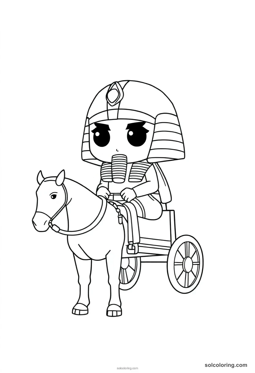 Chibi Ramses II on His War Chariot chibi coloring page for kids