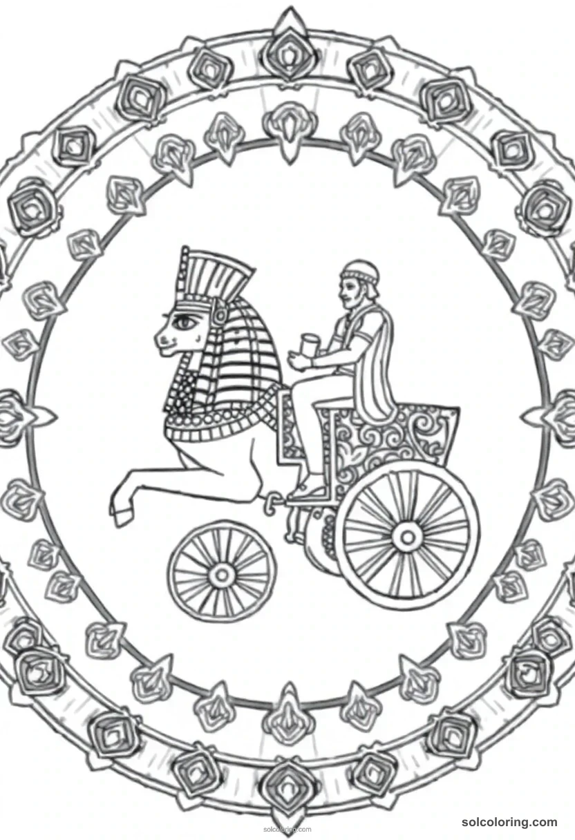 Mandala Ramses II on His War Chariot mandala coloring page for kids