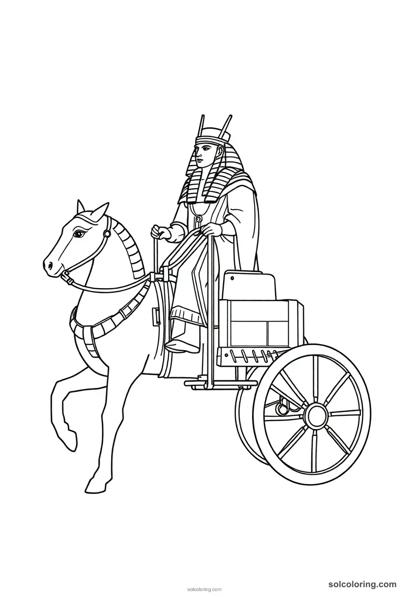 Simple Ramses II on His War Chariot simple coloring page for kids