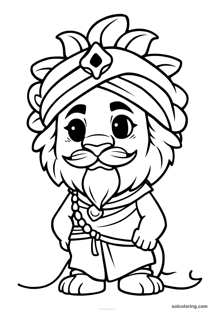 Chibi Ranjit Singh the Lion of Punjab chibi coloring page for kids