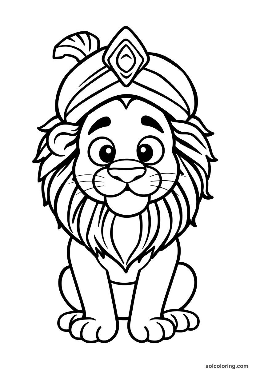 Cute Cartoon Ranjit Singh the Lion of Punjab coloring page, free printable cute cartoon style