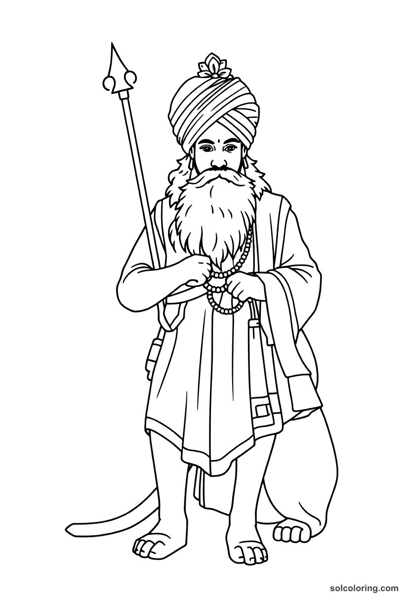 Simple Ranjit Singh the Lion of Punjab coloring page, free printable simple style