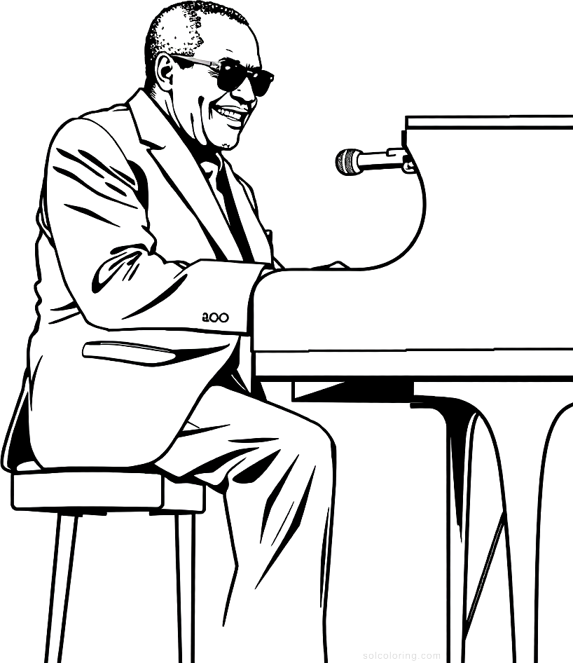 Ray Charles at Piano coloring page, free printable