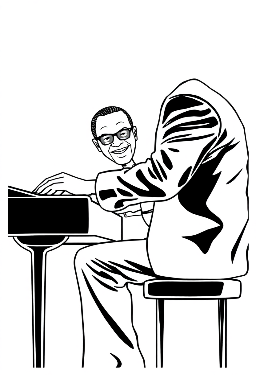 Ray Charles at Piano coloring page, free printable