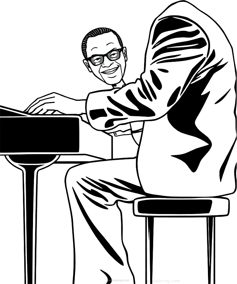Ray Charles at Piano coloring page for kids