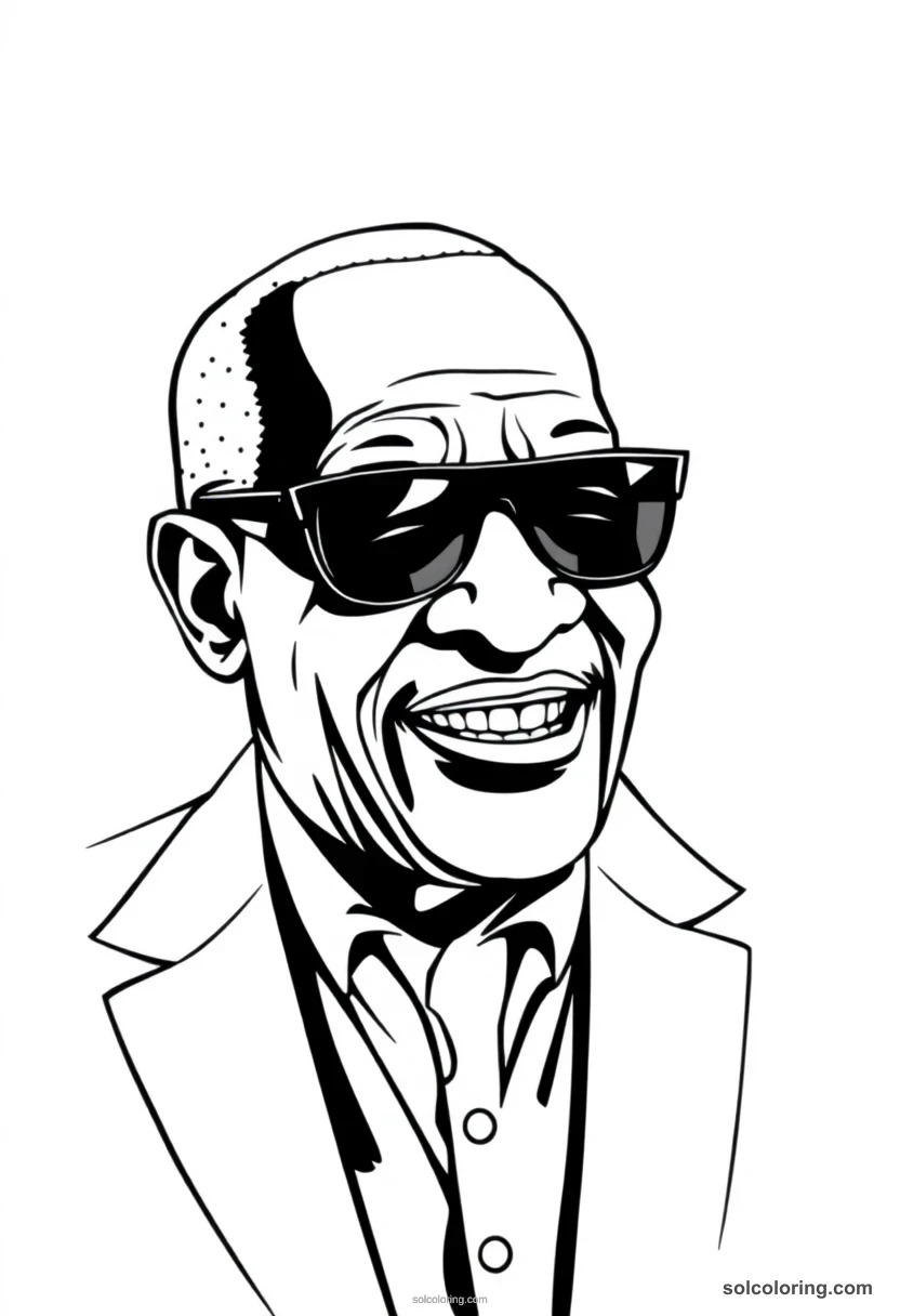 Caricature Ray Charles caricature coloring page for kids