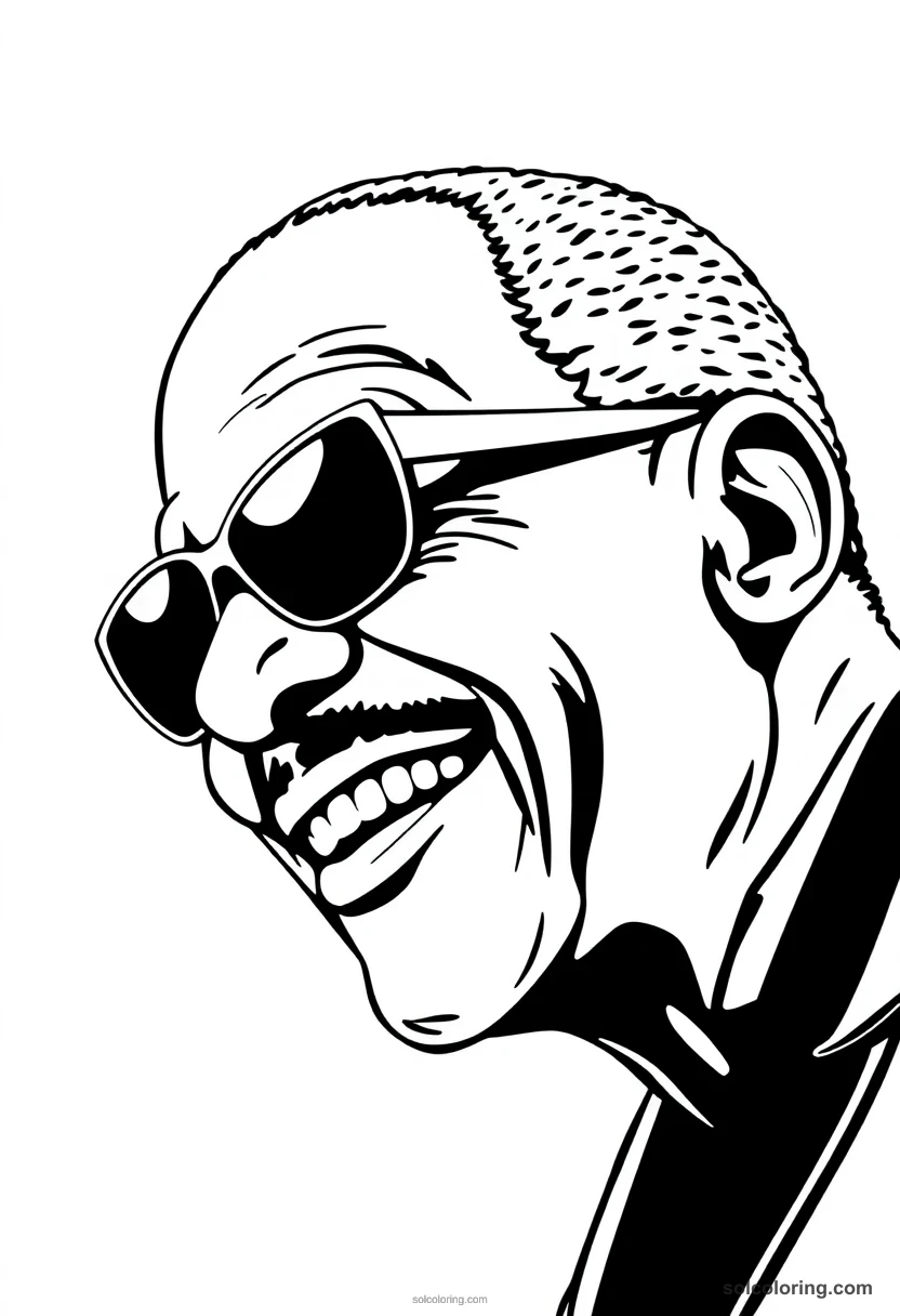Illustrated Portrait Ray Charles illustrated portrait coloring page for kids