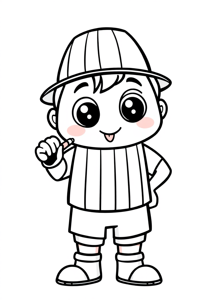 Referee with Whistle coloring page, free printable